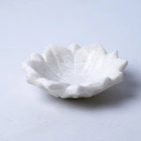 White Marble Lotus Plate Handcarved Bowl image 1