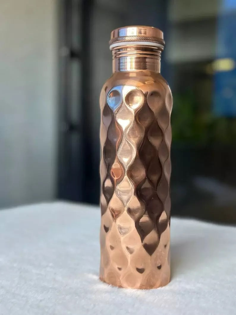 Pure Diamond Copper Water Bottle - 1 Ltr image 1