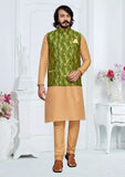 Men's Silk Kurta Pajama With Coti image 1