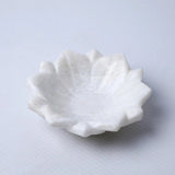 White Marble Lotus Plate Handcarved Bowl image 2