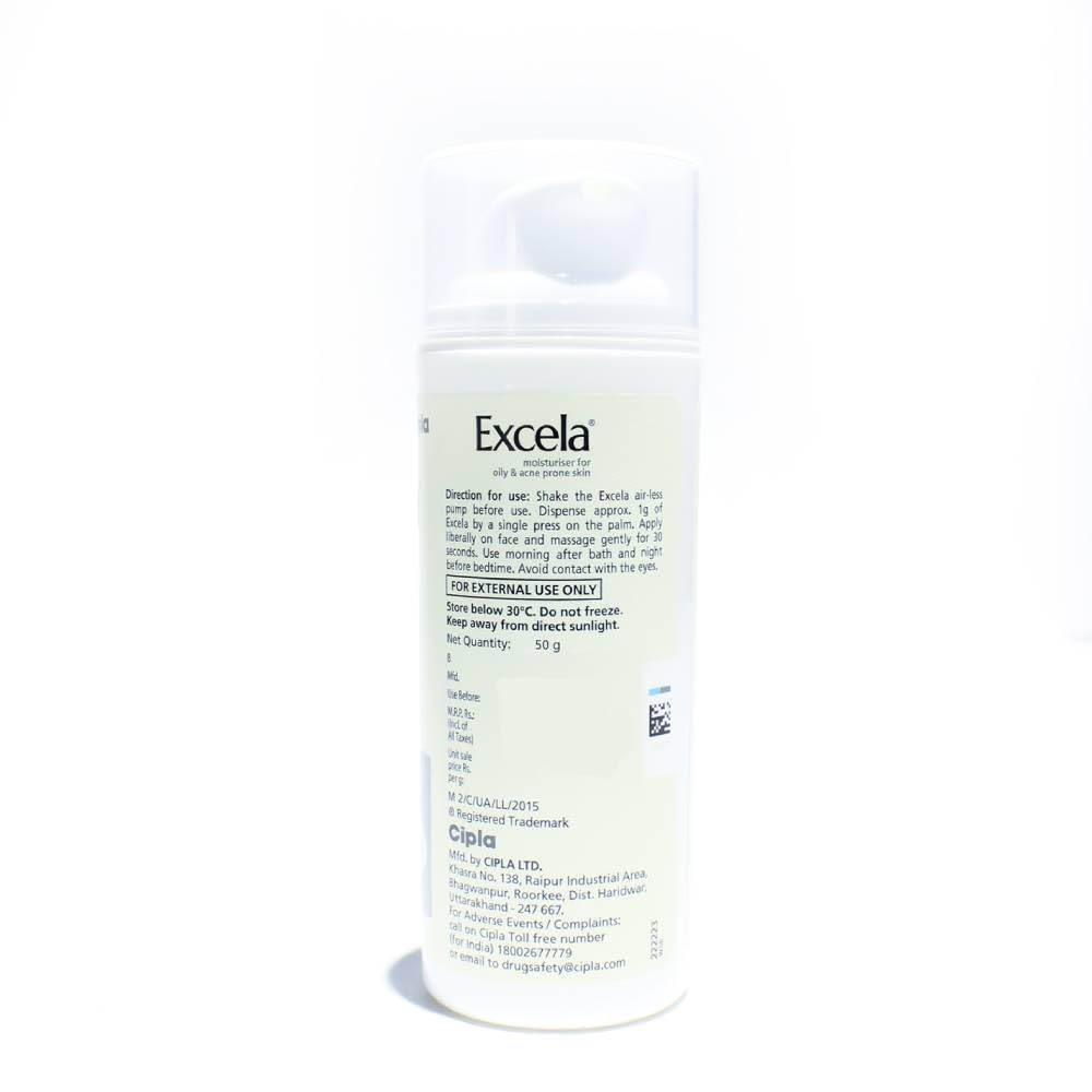 Cipla Excela Moisturiser | Oily & Acne Prone Skin | Reduces Sebum Secretion | 50g image 2