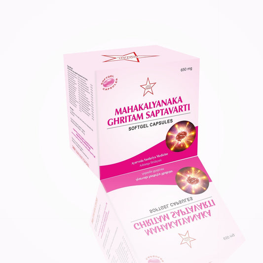 SKM Siddha And Ayurveda Mahakalyanaka Ghritam Saptavarti Softgel Capsule 650 mg - 100 caps image 1