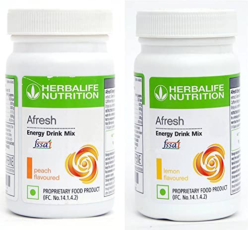 HERBALIFE Afresh Energy Drink - Peach Flavor & Lemon Flavo Energy Drink��(50 g, Peach, Lemon Flavored) pack of 2 image 1