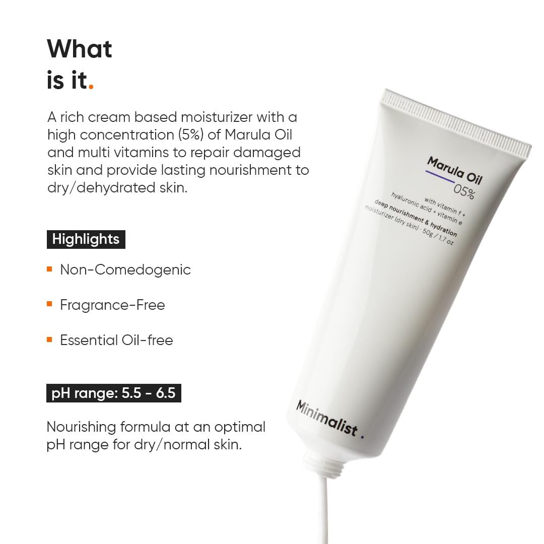 Minimalist Marula Oil 5% Face Moisturizer For Dry Skin-10ml image 2