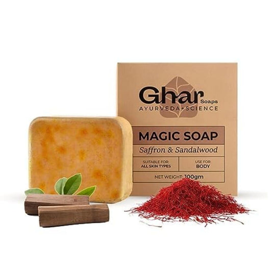 Ghar Soaps Sandalwood & Saffron Magic Soaps For Bath  (100 Gms Pack Of 1) image 1