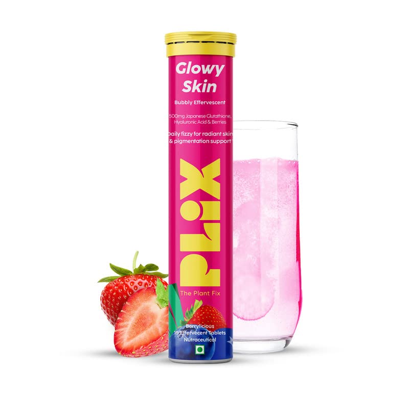 PLIX The Plant Fix Glowy Skin Effervescent Tablets - Strawberry -15 tabs image 1