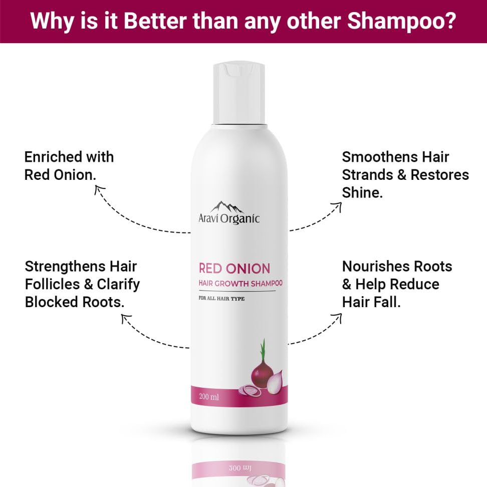 Aravi Organic Red Onion Hair Shampoo -200ml image 2