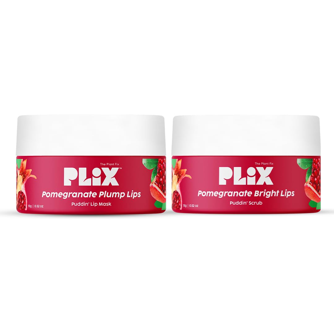 PLIX  Pomegranate Lip Care Combo, Exfoliating Scrub and Plumping Lip Mask (15 + 15) gms image 1