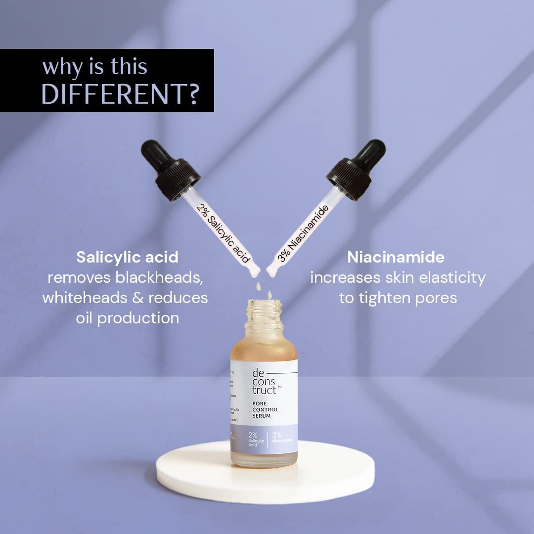 Deconstruct Pore Control Face Serum |2% Salicylic Acid 3% Niacinamide | 30ml image 2