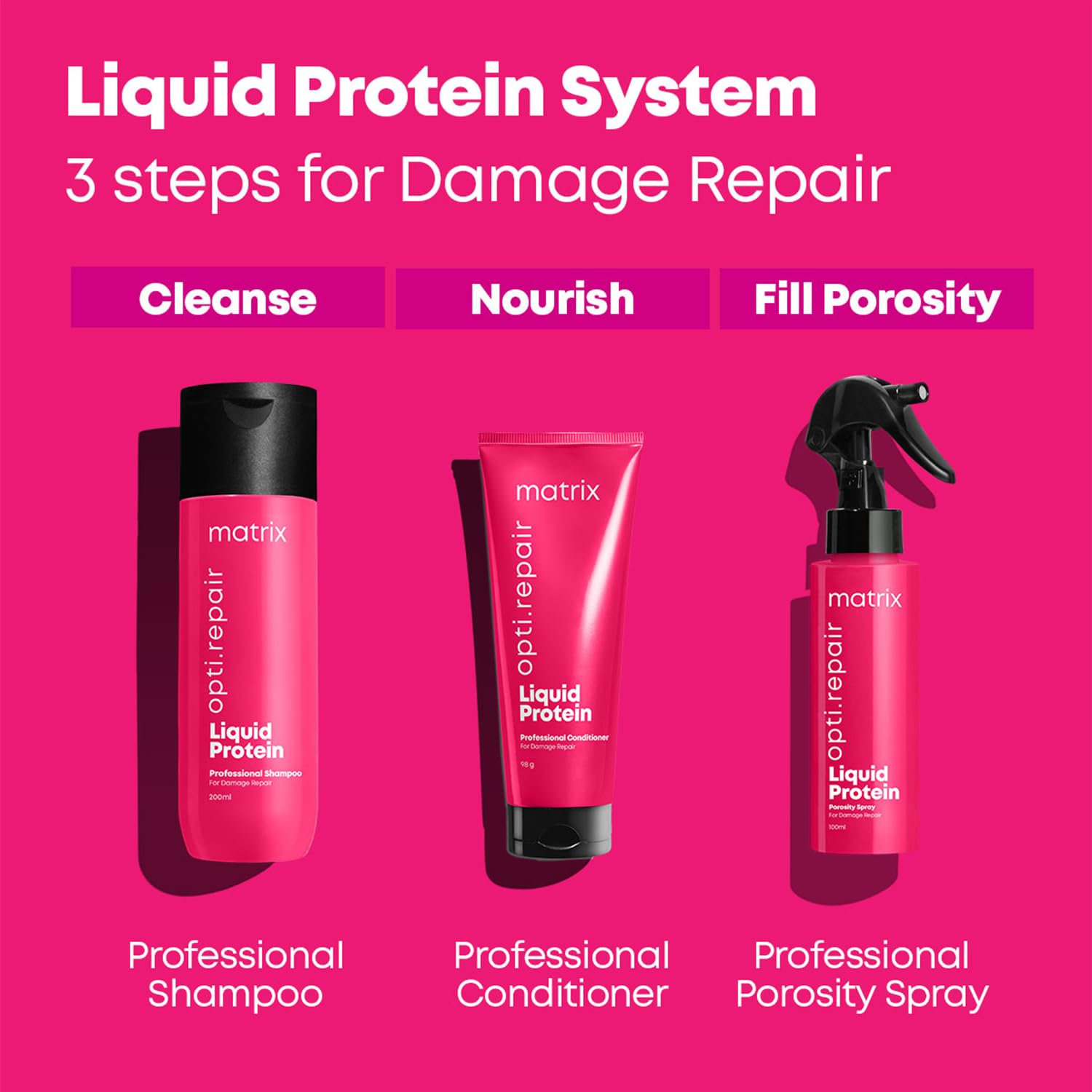 Matrix Opti. Repair Professional Liquid Protein Shampoo Damaged Hair -200 ml image 2