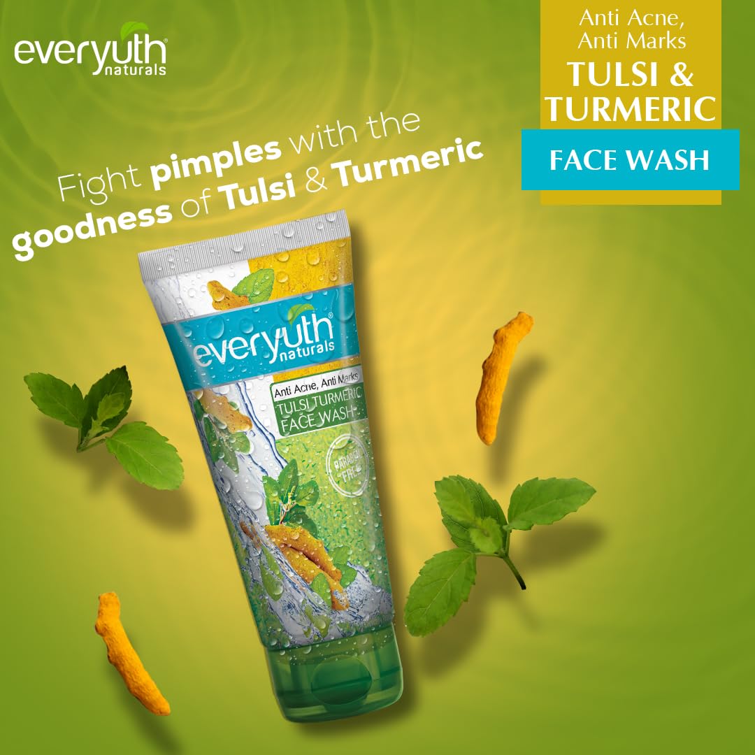 Everyuth Naturals Anti Acne, Anti Marks Tulsi Turmeric Face Wash - 150G image 3