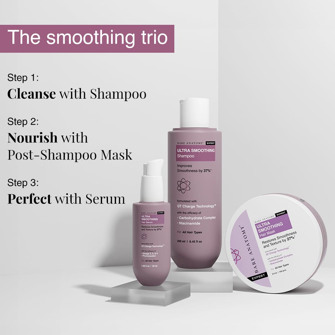 Bare Anatomy Ultra Smoothing Shampoo for Dry and Frizzy Hair  For Men & Women -250ml image 6