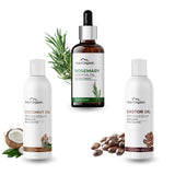 Aravi Organic  Rosemary Essential Oil, Cold Pressed Coconut Oil, And Castor Oil  Women and Men (Pack Of 2-200 ml & 15 ml) image 1