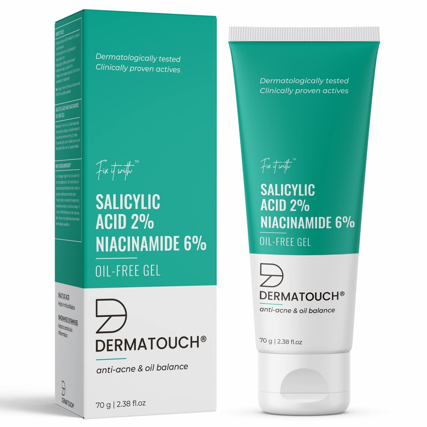 DERMATOUCH Salicylic Acid 2% Niacinamide 6% Anti-Acne Oil-Free Gel  -30G image 2