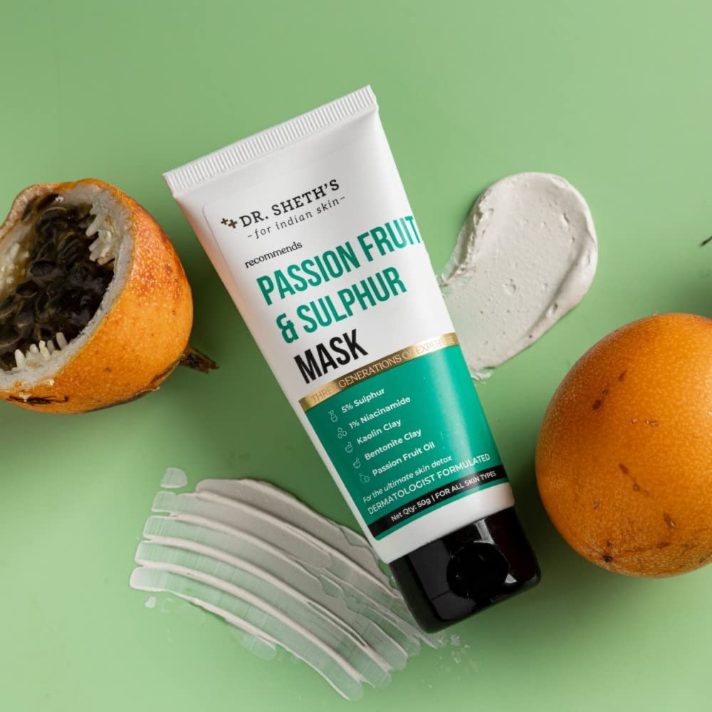 Dr. Sheth's Passion Fruit & Sulphur Face Mask -50 gm image 4
