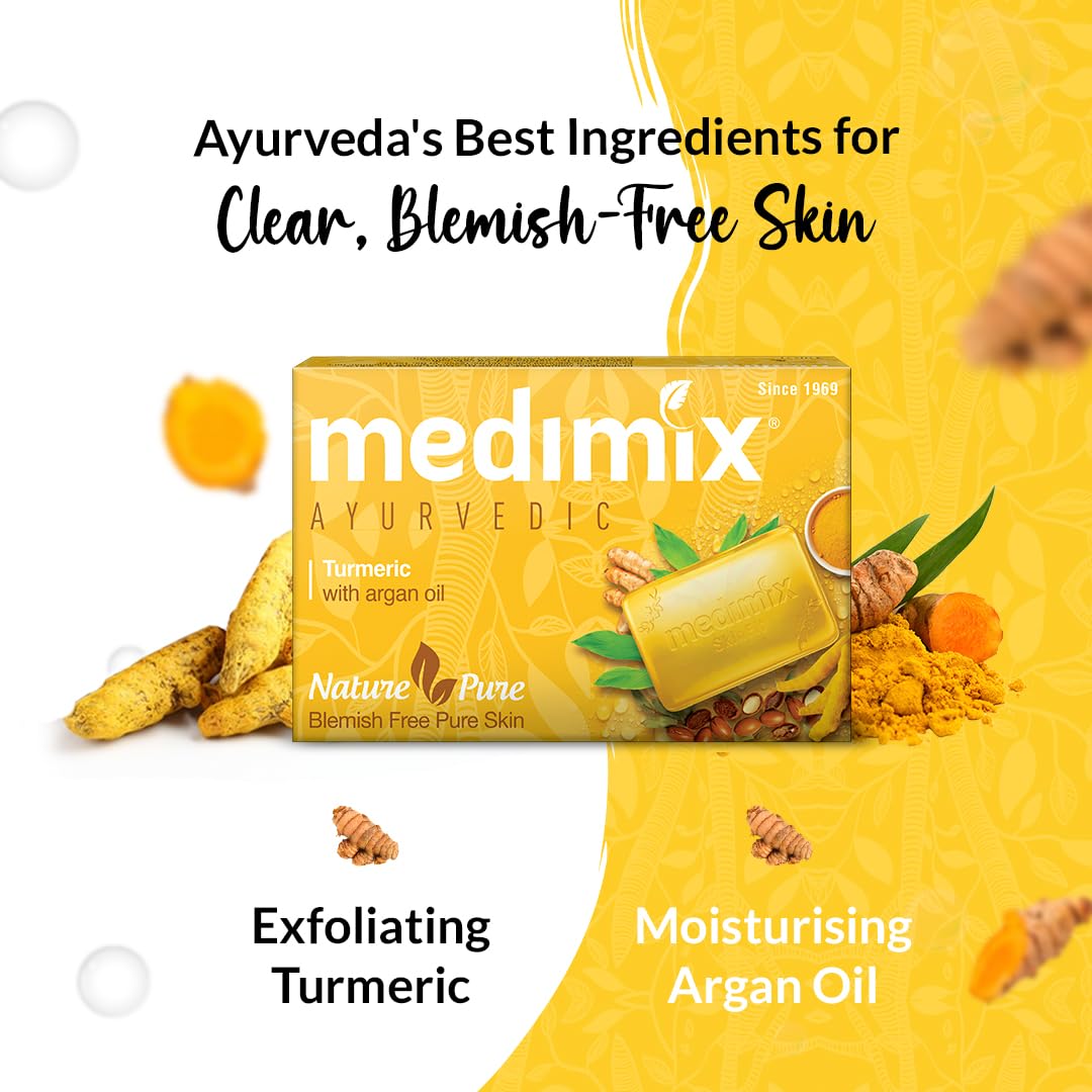 Medimix Ayurvedic Tumeric & Argan Oil Bathing Bar, 125 g (4 + 1 Offer Pack) image 4