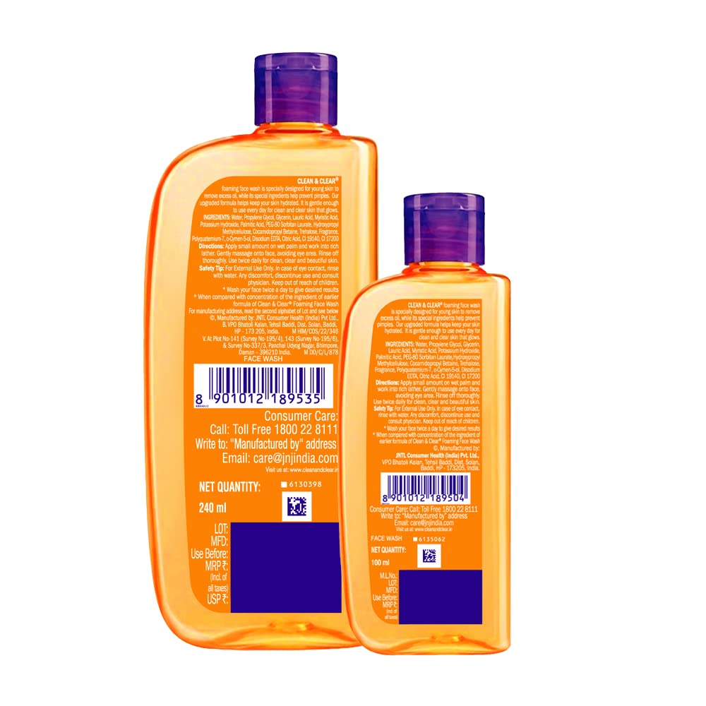 Clean & Clear Foaming face wash combo pack offer- Buy 240ml Get 100ml Free image 3