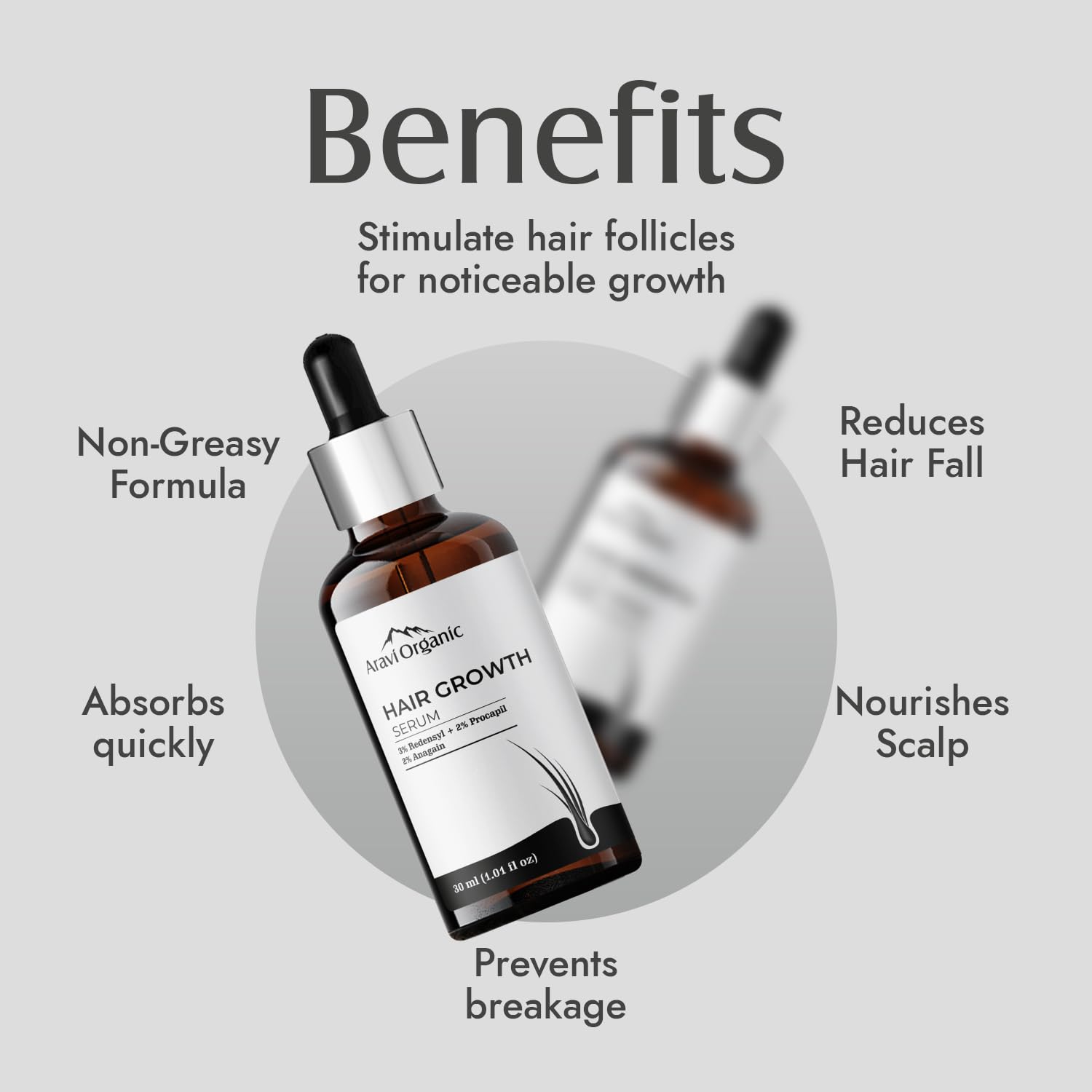 Aravi Organic Hair Growth Serum  - 30 ml image 2