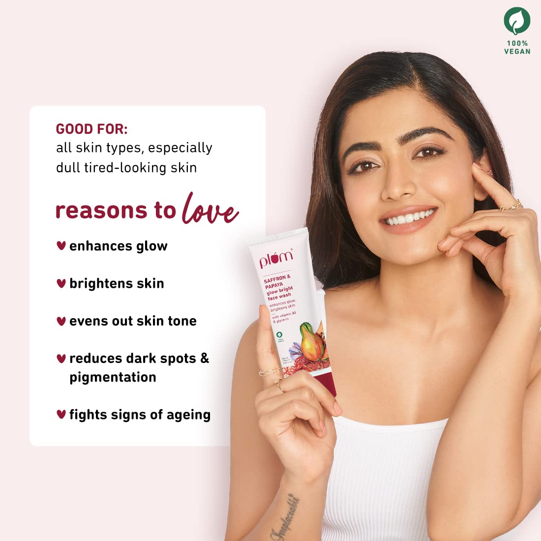 Plum Saffron & Papaya Glow Brightening Face Wash  :- 100 ml image 3