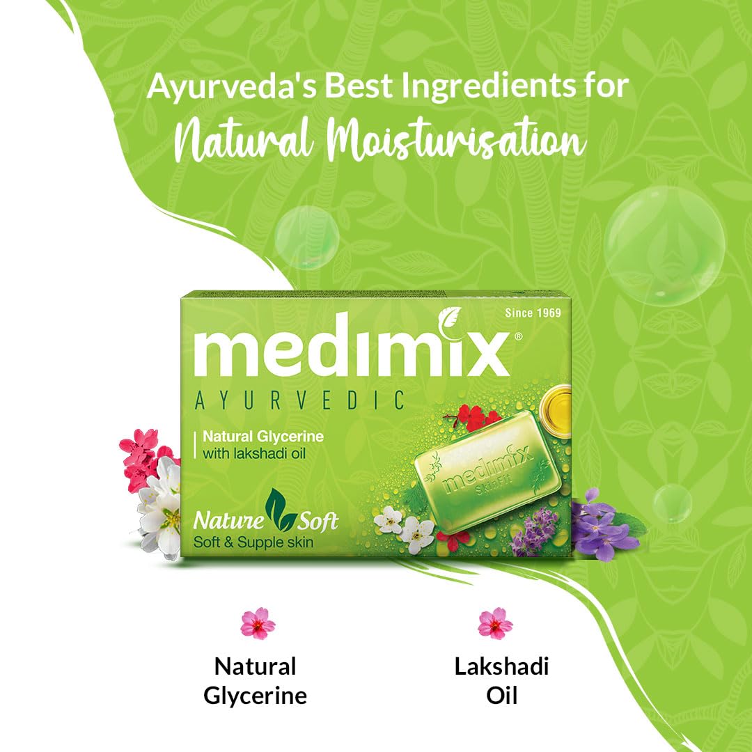 Medcimix Ayurvedic Natural Glycerine Bathing Bar, 125 g (4 + 1 Offer Pack) image 5