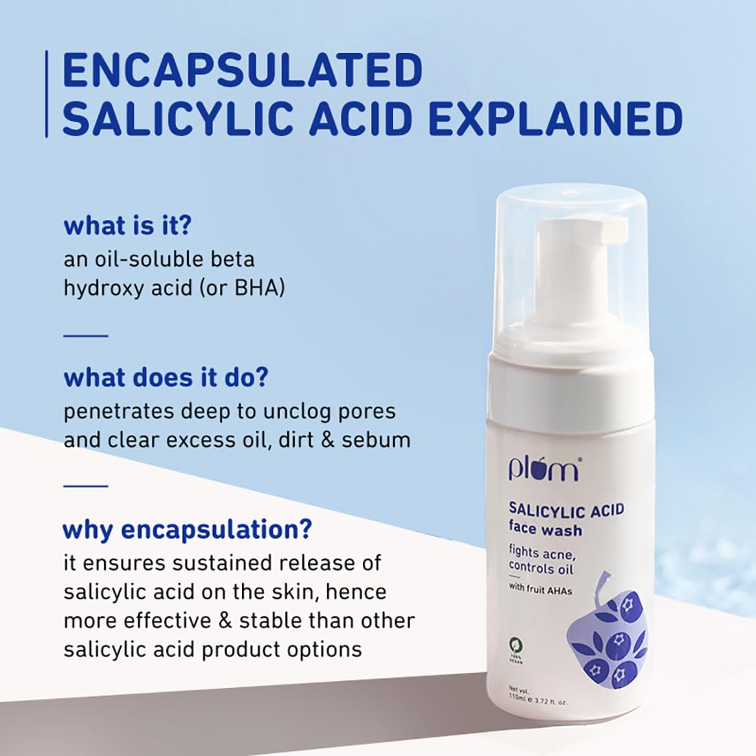 Plum 1% Encapsulated Salicylic Acid Foaming Face Wash – Deep Cleansing & Gentle Exfoliation (110ml) image 5