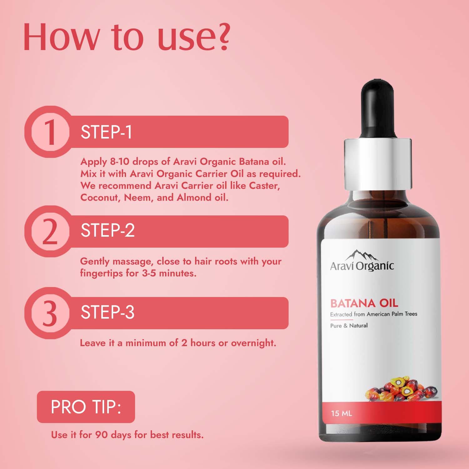 Aravi Organic Pure Batana Hair Oil  Hair Growth -15 ml image 2