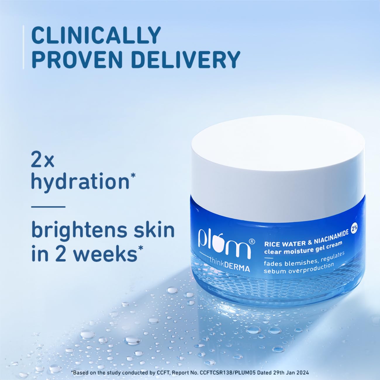 Plum 2% Niacinamide & Rice Water Super Light Gel Cream Moisturizer for Face Oil-Free Hydration :-  15 GM image 4
