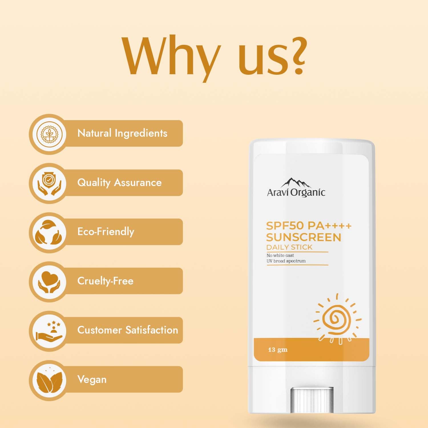 Aravi Organic SPF 50+ Daily Sunscreen Stick -13 gm image 3