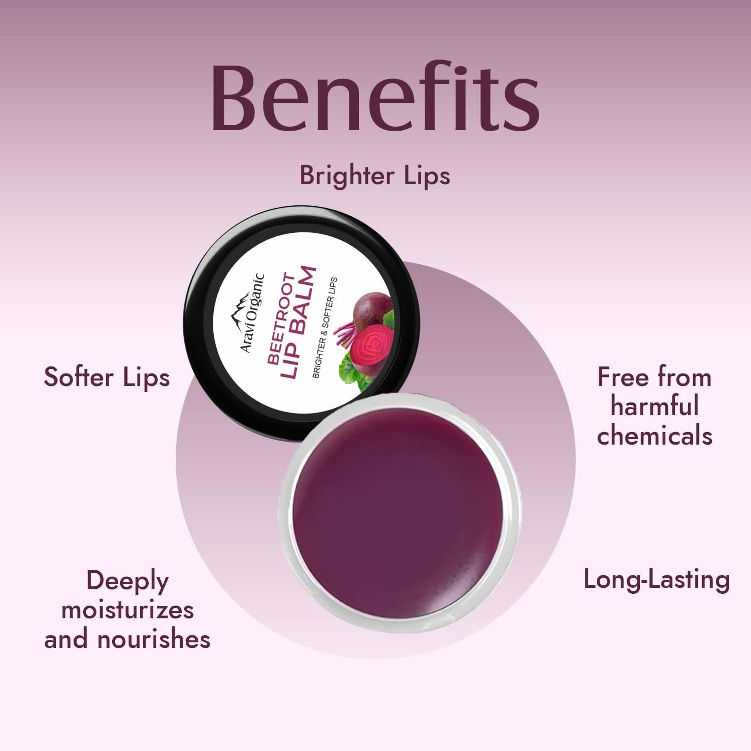 Aravi Organic Beetroot Lip Balm Balm With Beetroots, Shea Butter & Cocoa Butter 8 Gm, Red image 2