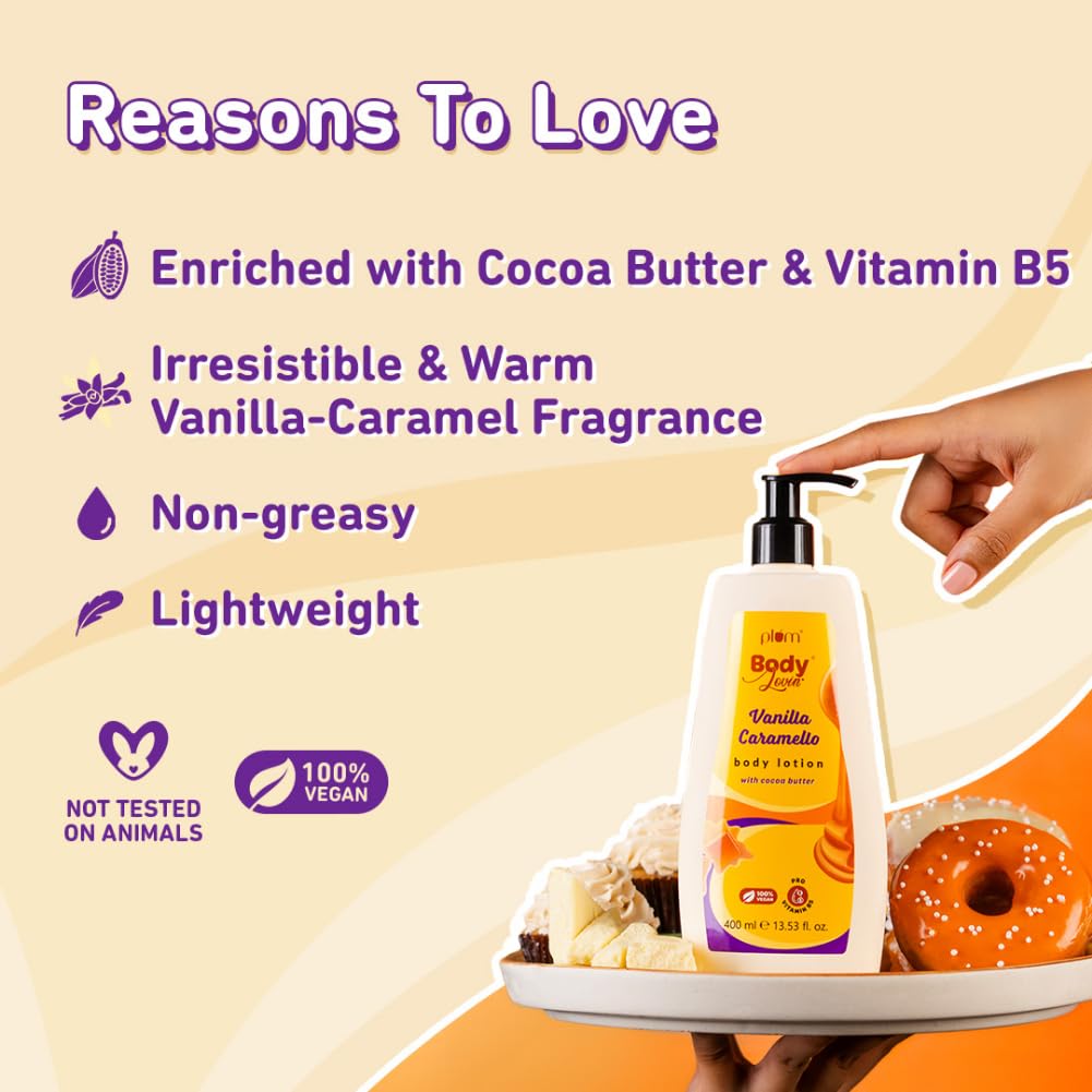 Plum BodyLovin' Vanilla Caramello Body Lotion  Cocoa Butter & Vitamin B5 For Deep Moisturization :- 240 ml image 8
