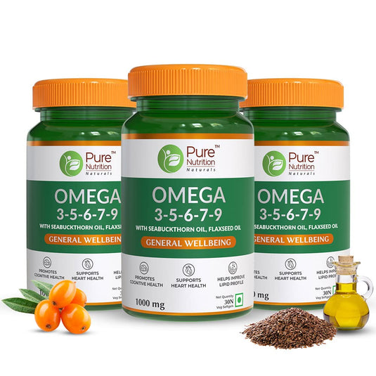 Pure Nutrition Naturals Omega 3-5-6-7-9 with Seabuckthorn Oil & Flaxseed Oil - 30 tabs image 3