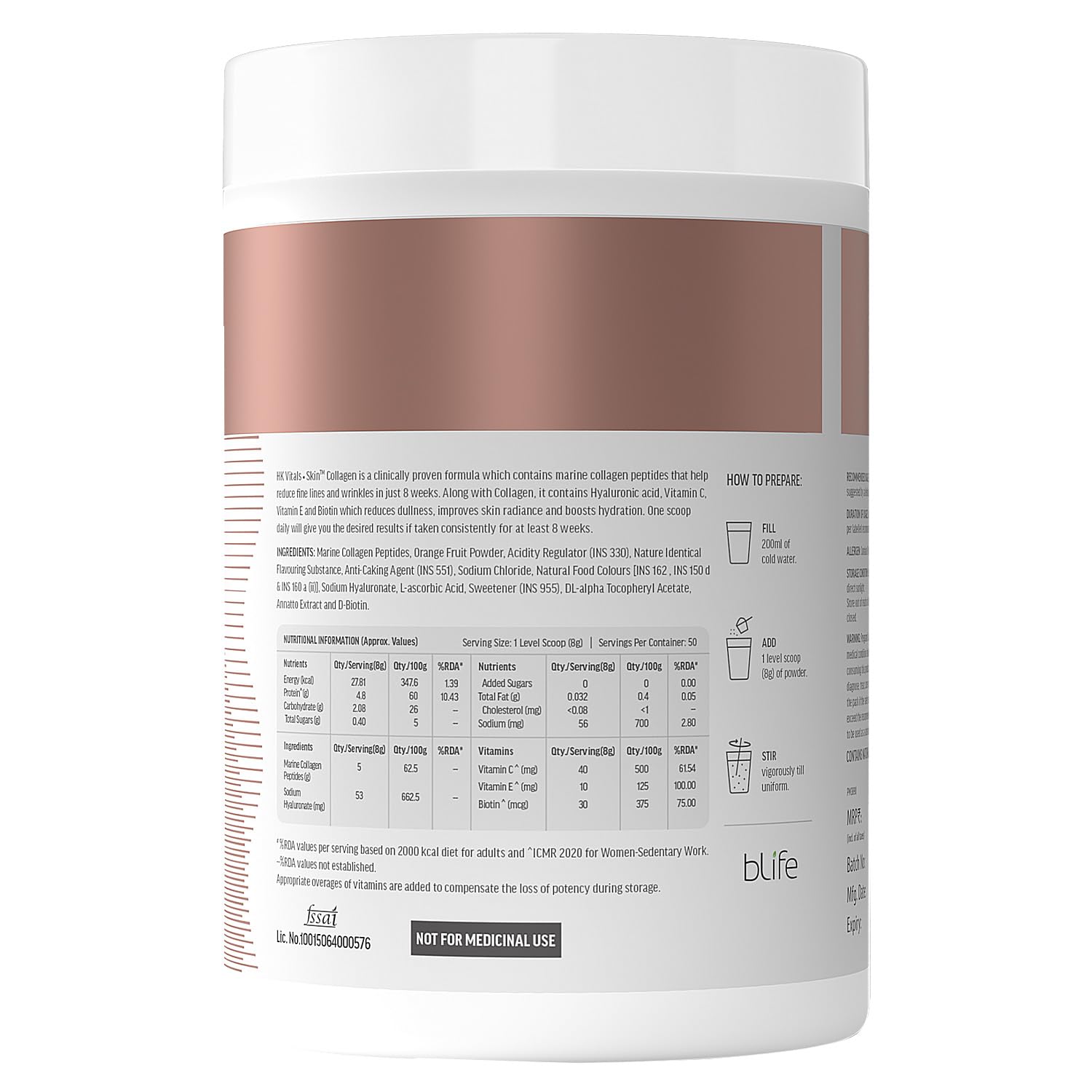 HealthKart hk vitals Marine Collagen Supplement  (Orange, 400g) image 2
