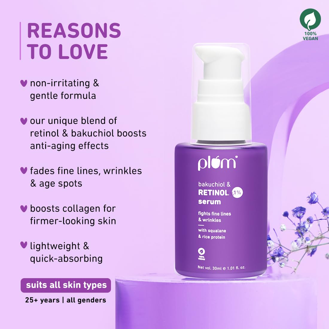 Plum 1% Retinol Anti-Aging Night Face Serum With Bakuchiol-20 ml image 7