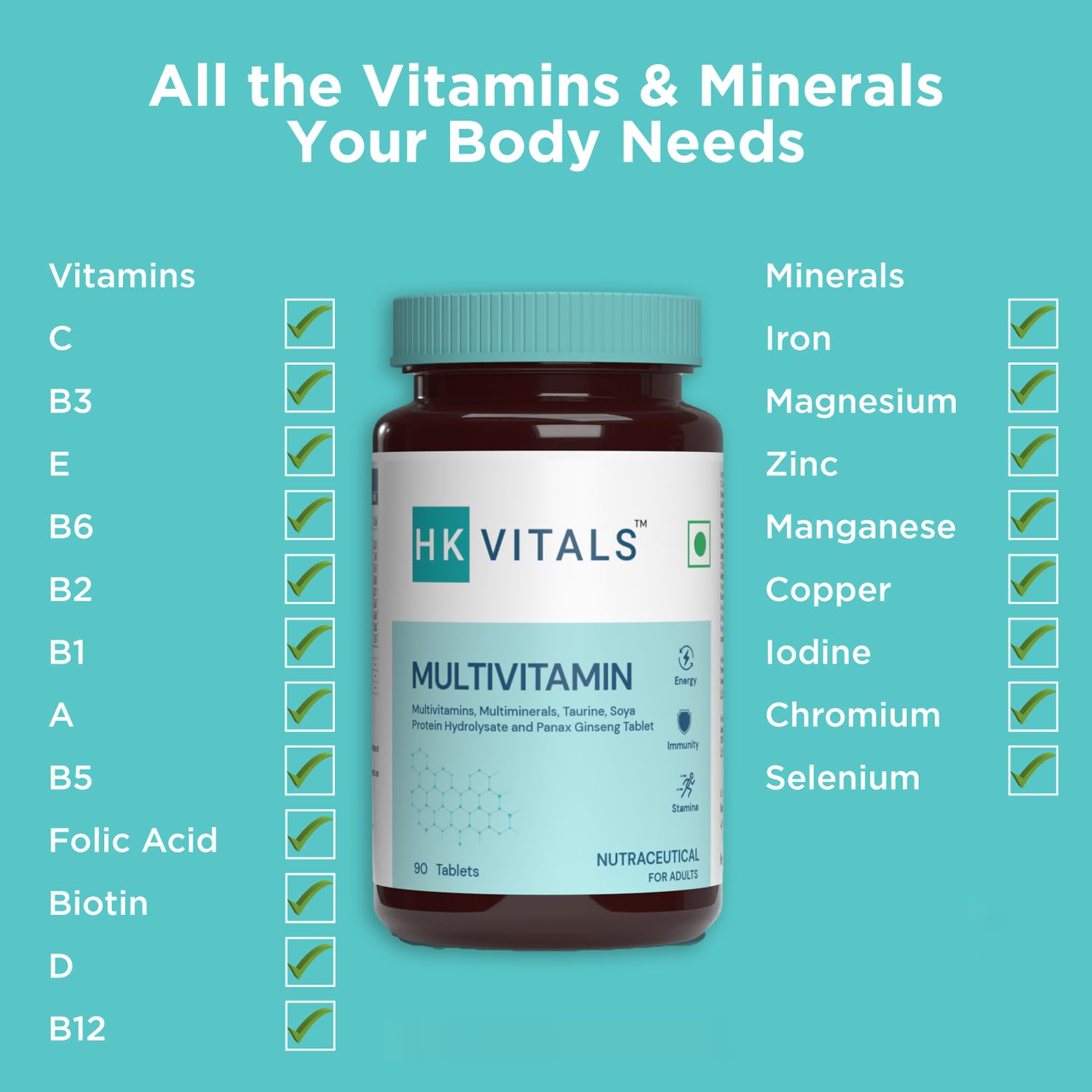 HealthKart hk vitals Multivitamin (90 Tablets) image 4