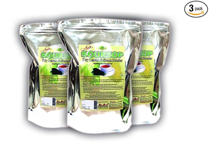 Alavi's Soursop / Graviola 240 Dry Leaves with Stems Powder - 130 gms - Pack of 3 image 1