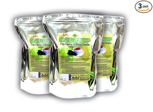 Alavi's Soursop / Graviola 240 Dry Leaves with Stems Powder - 130 gms - Pack of 3 image 1