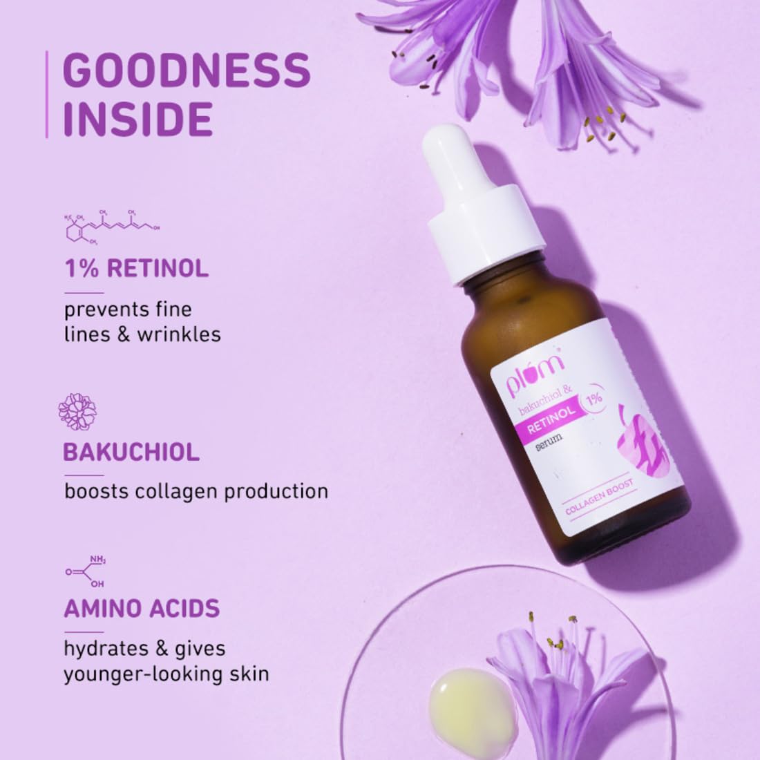 Plum 1% Retinol Anti-Aging Night Face Serum With Bakuchiol-20 ml image 3