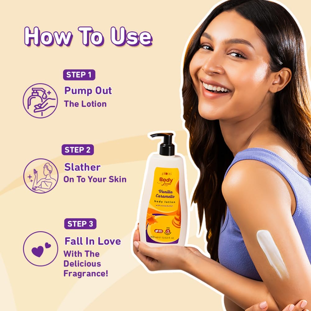 Plum BodyLovin' Vanilla Caramello Body Lotion  Cocoa Butter & Vitamin B5 For Deep Moisturization :- 240 ml image 9