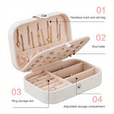 YouBella Jewellery Organiser PU Leather Zipper Portable Storage Box -Pink image 3