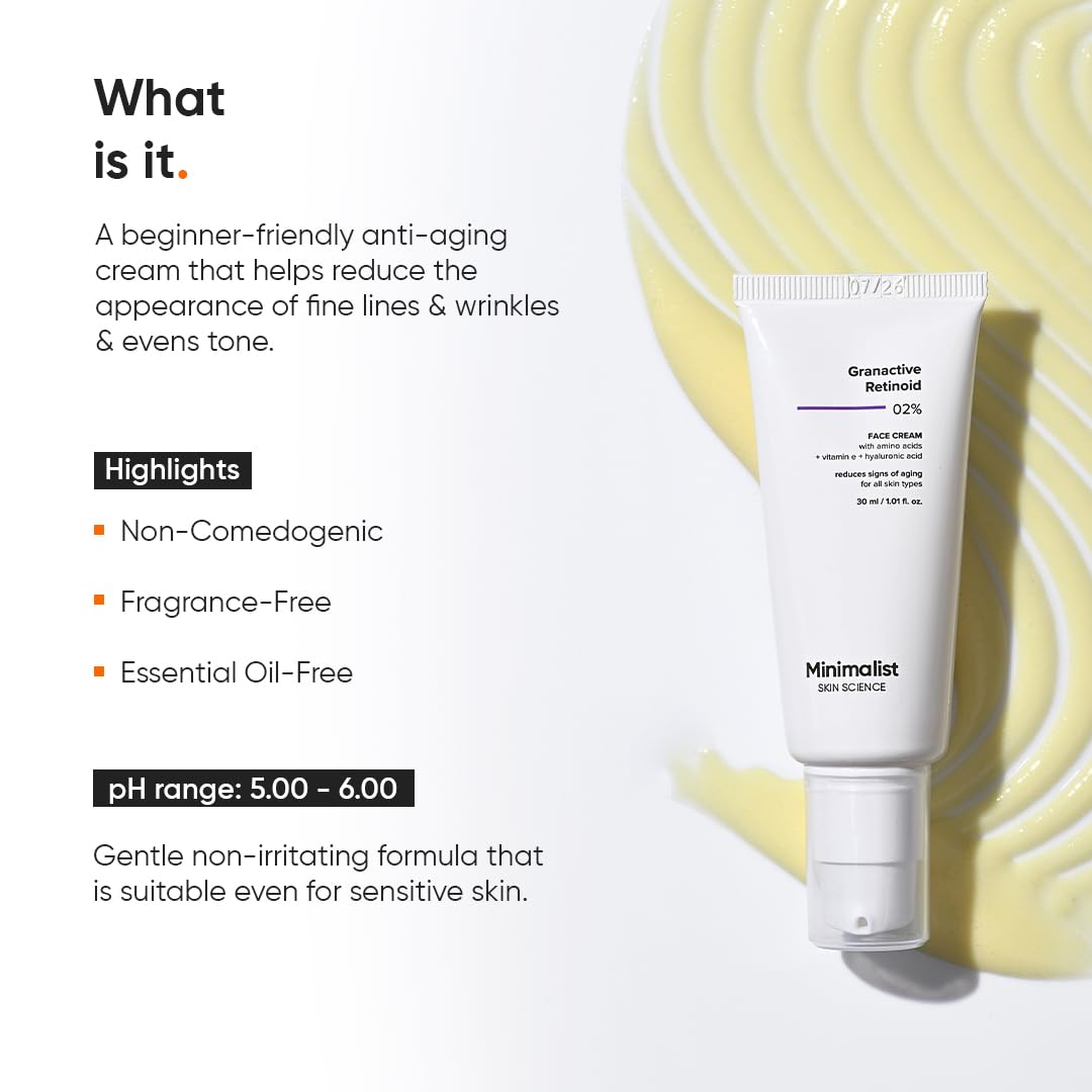 Minimalist 2% Retinoid Anti Ageing Night Cream for Wrinkles & Fine Lines-30ml image 2