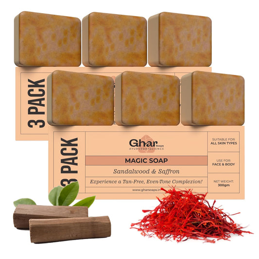 Ghar Sandalwood & Saffron Handmade Bath Soap – 100g  | Luxurious & Natural image 1