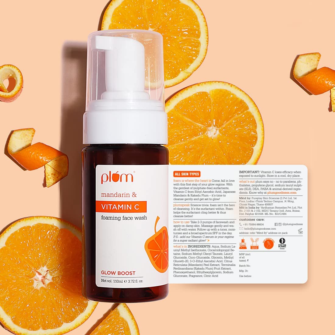 Plum Vitamin C Foaming Face Wash with Mandarin For Gentle Cleansing 110ML image 8