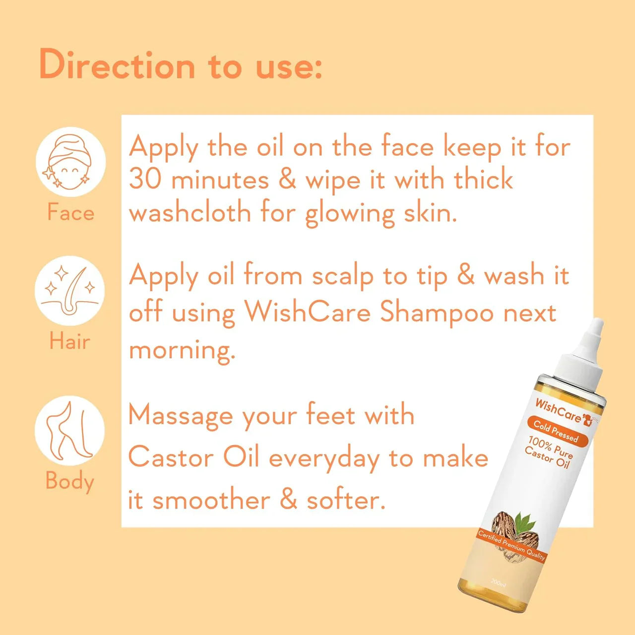 WishCare Premium Cold Pressed Castor Oil -200 ml image 4