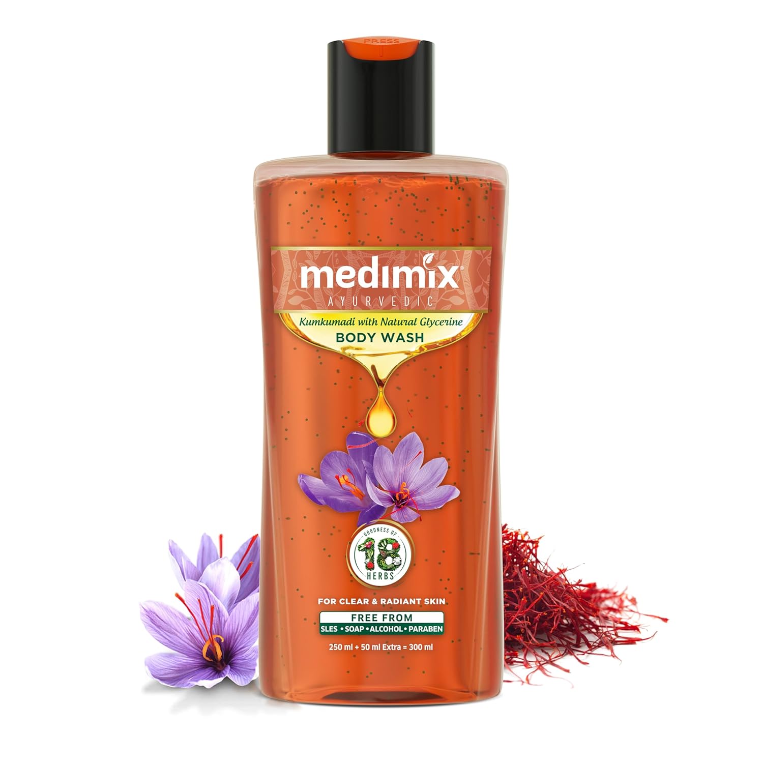 Medimix Ayurvedic Bodywash, Kumkumadi with Natural Glycerine  250 + 50 ml  Shower Gel image 1