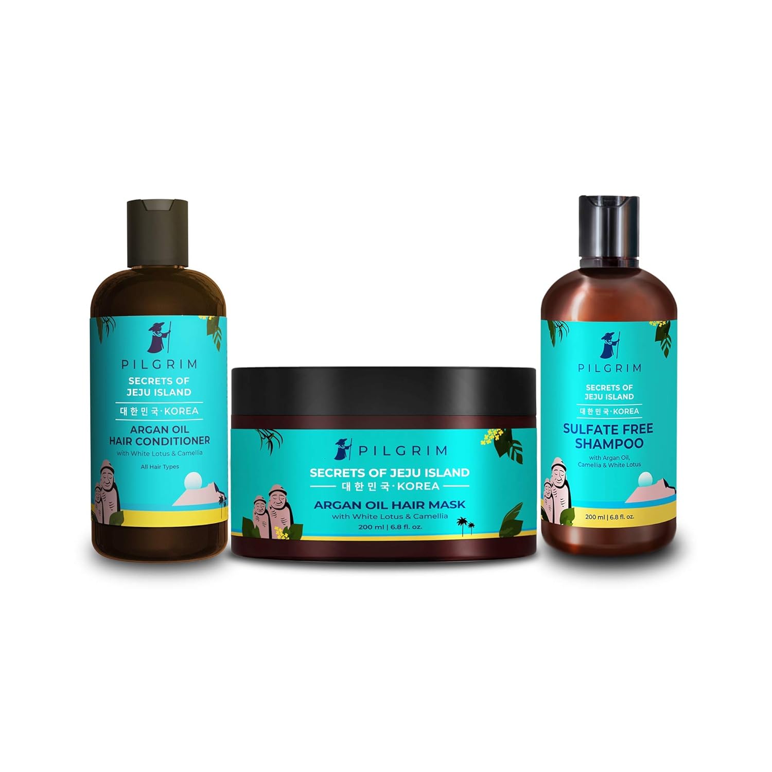 Pilgrim  Jeju  Shampoo, Argan Oil Hair Mask,Argan Oil Hair Conditioner 200ml image 1