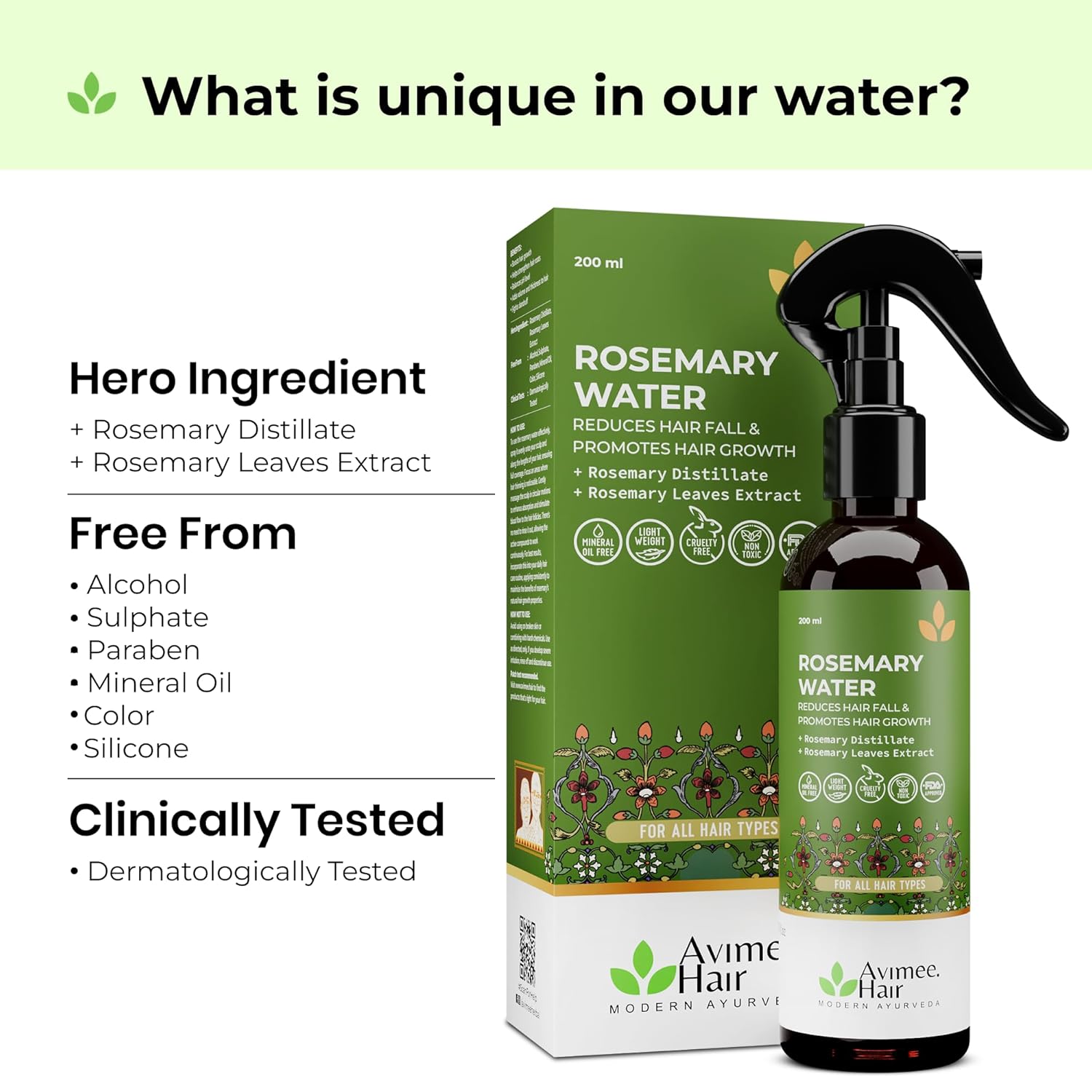 Avimee Herbal Rosemary Water For Hair Growth (200 ml) | image 3