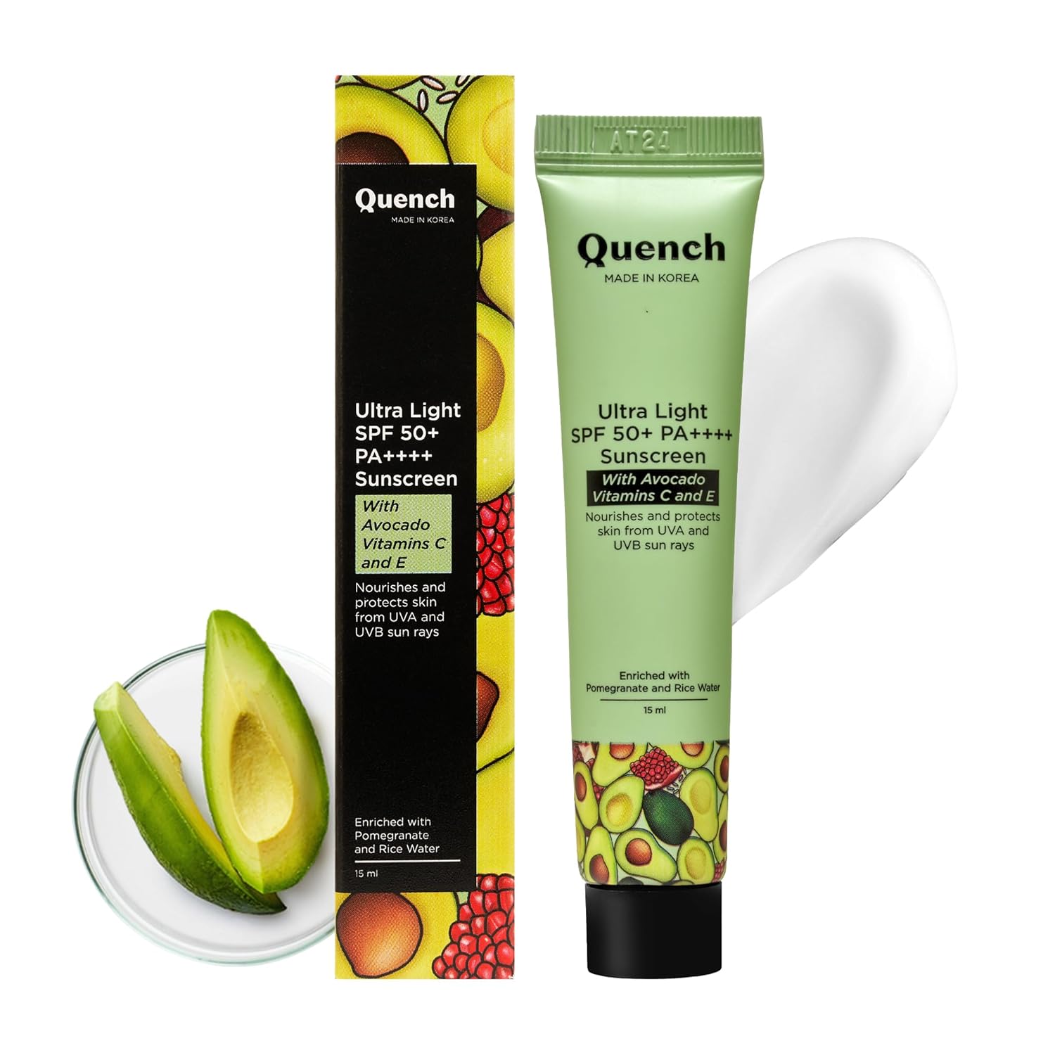 Quench Vitamin E Ultra Light SPF 50+ PA++++ Sunscreen for Glowing Skin  -15ml image 1