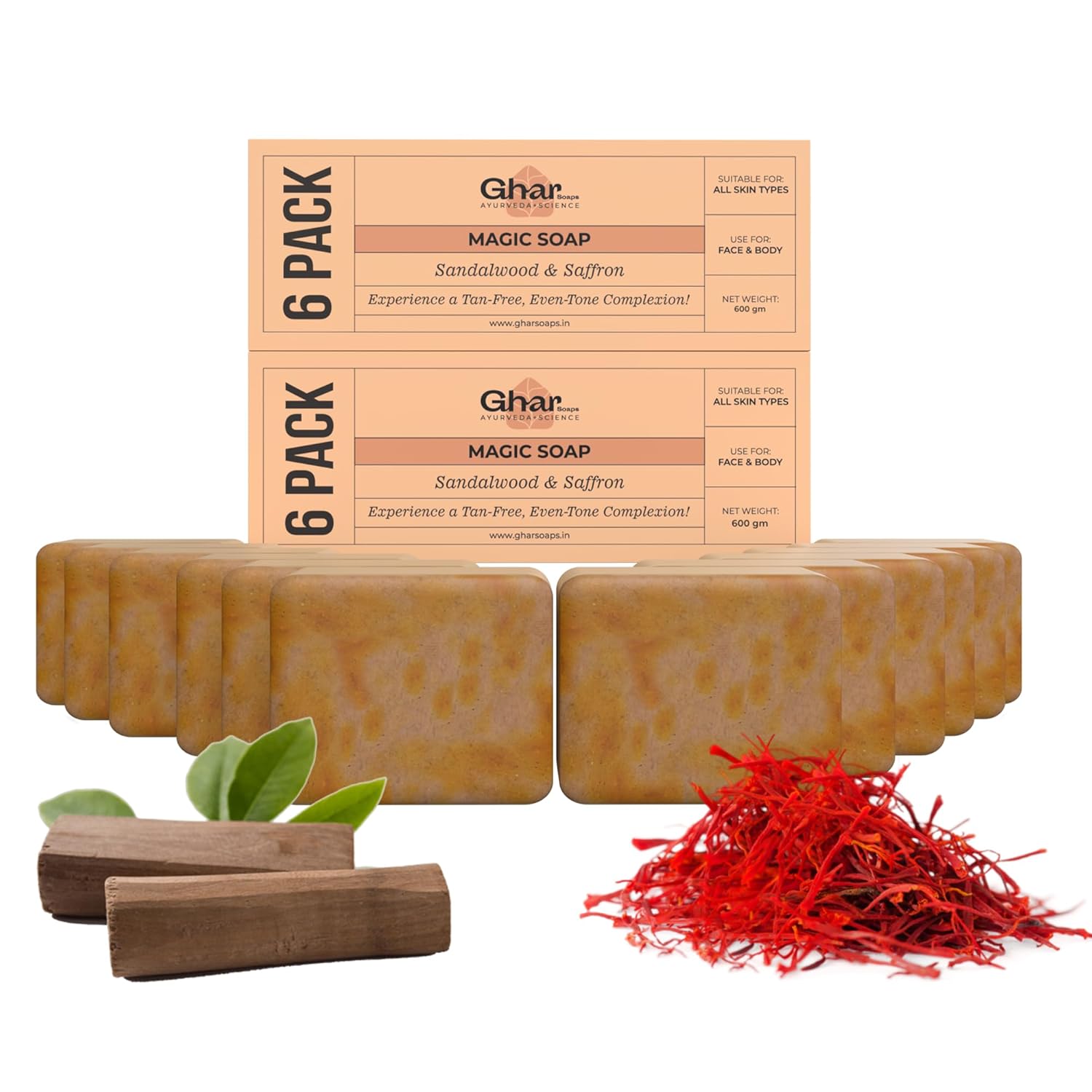 Ghar Sandalwood & Saffron Handmade Bath Soap – 100g  | Luxurious & Natural image 2