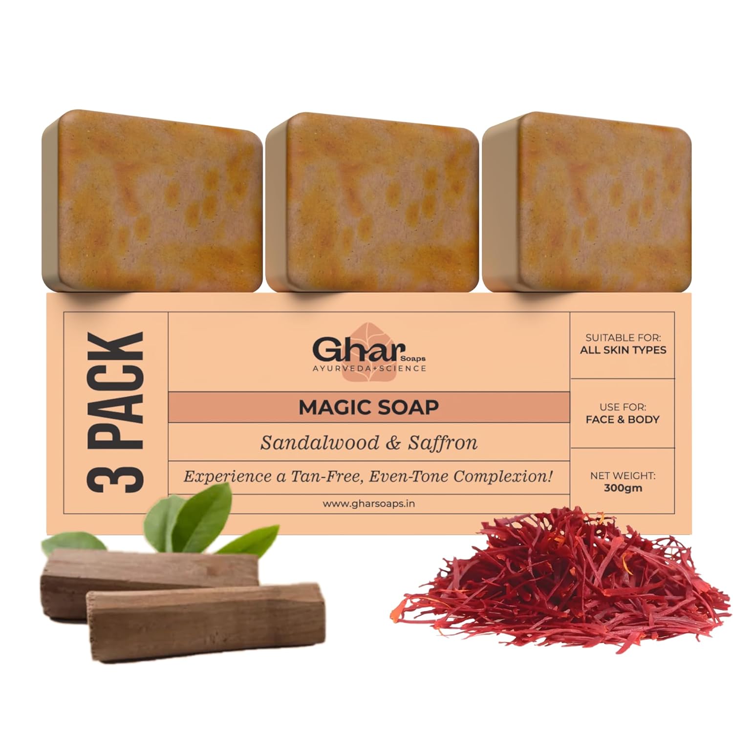 Ghar Soaps Sandalwood & Saffron Magic Soaps For Bath  (100 Gms Pack Of 1) image 3