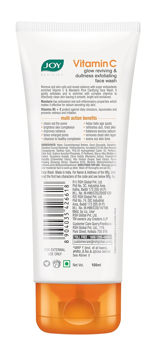 Joy Vitamin C Face Wash For Glowing Skin (2X100ml) pack of 2 image 3